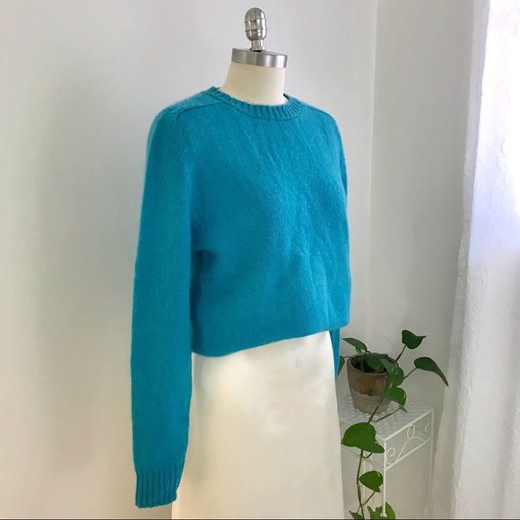 True Vintage Turquoise Blue Wool Blend Sweater - Picture 1 of 7